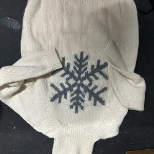GAP Cream and Gray Cowl Neck Sweater with Snowflake Design